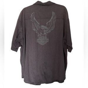 Harley Davidson Mens Cotton Button Front Back Eagle Logo Shirt Size 2XL